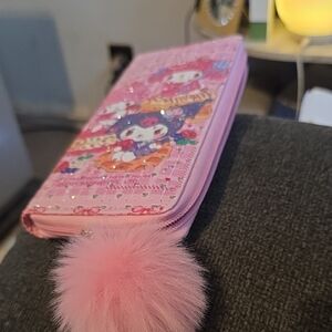 Pink Character Wallet with Pom Pom